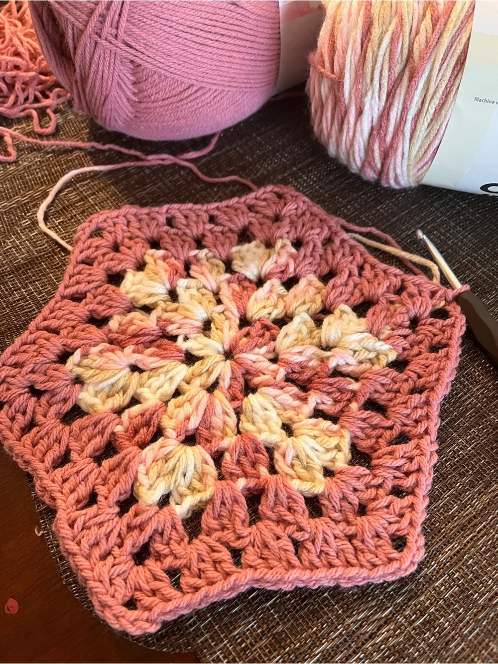 NWT Handcrafted Artisan Oversized Crochet Hexagon Afghan Blanket 86” dusty rose